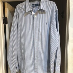Polo by Ralph Lauren Blue and White Casual Button Down Shirt
